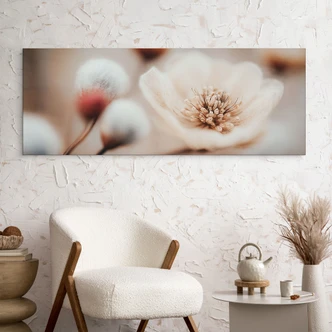 Wanddecoratie Boho Blossom Soft Beige - Treechild - aluminium dibond panorama 