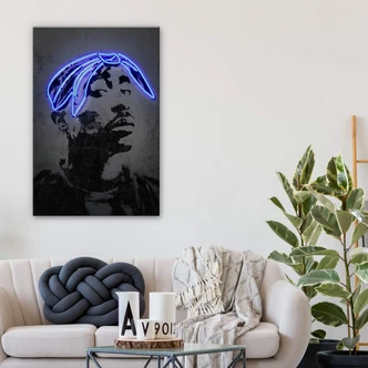 Dibond Schilderij met zilver effect Mielu - 2Pac 