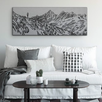 Alu-Dibond mit Silbereffekt Sparshott - Der Berglauf - Panorama 