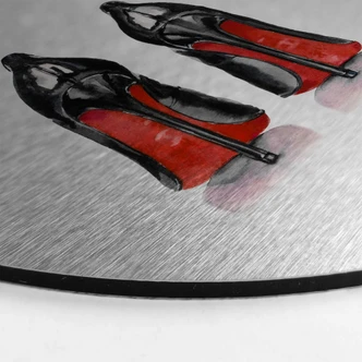 Alu-Dibond mit Silbereffekt High Heels - Rund 