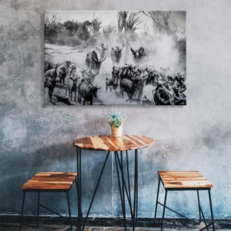 Alu-Dibond met zilver effect Tagliarino - Kudde Geiten in Afrika 