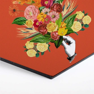 Hexagon - Alu-Dibond Frida Floral Studio - Botanical Red 