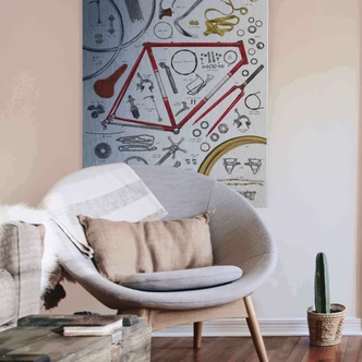 Tableau en Alu-Dibond effet argenté Sparshott - Les composantes d'une bicyclette 