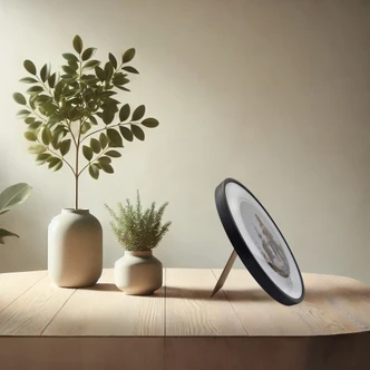 Aluminium Bilderrahmen Gold Schwarz mit Passepartout - Rund - 25,4 x 25,4 cm 