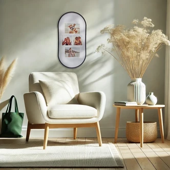 Aluminium Bilderrahmen Schwarz abgerundet - für 4 Fotos - 25,4 x 50,8 cm 