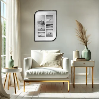 Aluminium Bilderrahmen Schwarz mit Passepartout - für 6 Fotos - 40,6 x 55,9 cm 