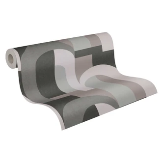Grafisk tapet i art deco-stil grå svart - non-woven tapet med prov 