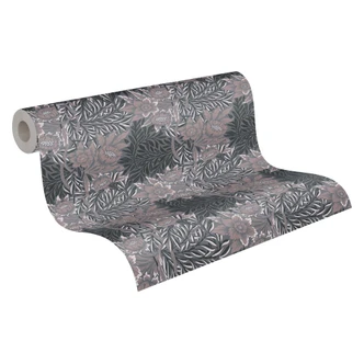 Papier peint intissé fleuri avec motif floral Gris - papier peint avec des herbes 