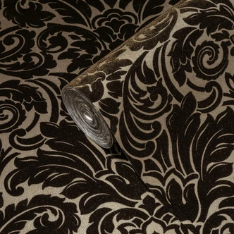 Architects Paper non-woven wallpaper with real flock Castello black 