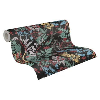 Architects Paper Vliestapete Floral Impression Blumentapete floral schwarz, grün, gelb, rot, lila 