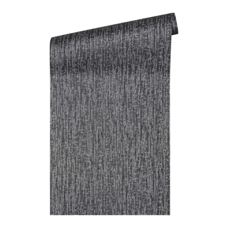 Non-woven tapet i textil look silver black - textiltapet med design  