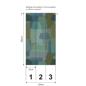 Papier peint abstrait vert bleu - papier peint design avec formes naturelles - Papier peint intissé moderne 