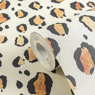 Papier peint léopard beige noir marron - Animal Print - Papier peint intissé moderne 