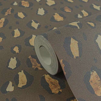Leoparden-Tapete Dunkelbraun Beige Schwarz – Animal Print – Vliestapete modern 