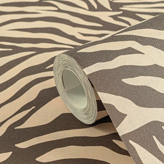 Zebra wallpaper brown beige - Animal Print Patterned Wallpaper - non-woven wallpaper safari look 