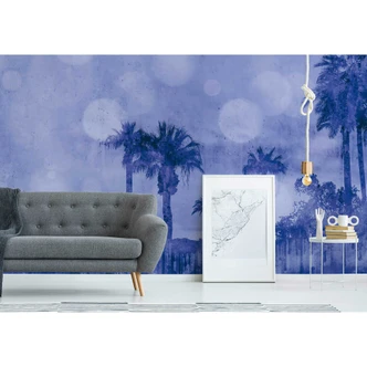 Livingwalls Fototapete ARTist Palm Oasis mit Palmen blau 