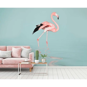Livingwalls Fototapete ARTist Flamingo Water mit Flamingo rosa, türkis 