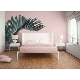 Livingwalls Fototapete ARTist Palm Leaf Water mit Palmenblatt grau, rosa 