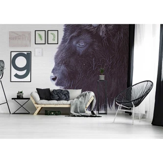 Livingwalls Fototapete ARTist Black Buffalo mit Bison schwarz, weiß 