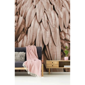 Livingwalls Fototapete ARTist Feathers mit Palmenblättern kupfer, orange 