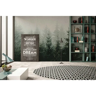 Livingwalls Fototapete ARTist Mountain Forest mit Wald grau, grün 