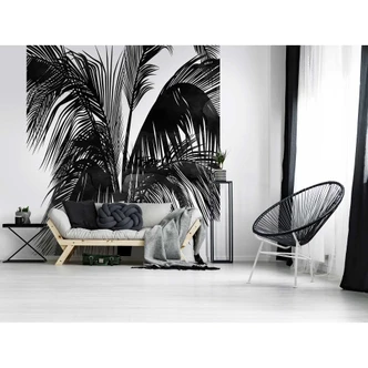 Livingwalls Fototapete ARTist Sunset Boulevard mit Palmenblättern schwarz, weiß Livingwalls Fototapete ARTist Sunset Boulevard mit Palmenblättern schwarz, weiß