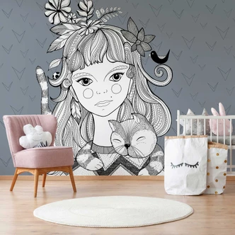 Livingwalls papier peint photo ARTist Catgirl bleu 