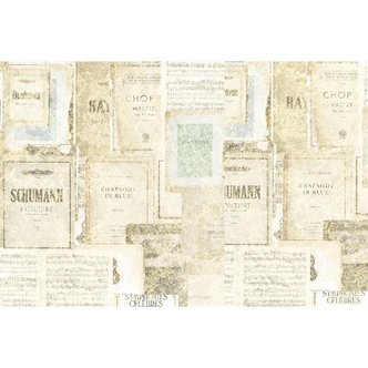 Architects Paper Papier peint photo Atelier 47 Sheet of Music crème, gris, bleu, turquoise 