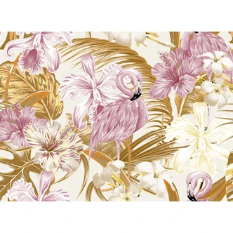 Orange and pink non-woven wallpaper Designwalls FlamingoArt flamingo jungle 