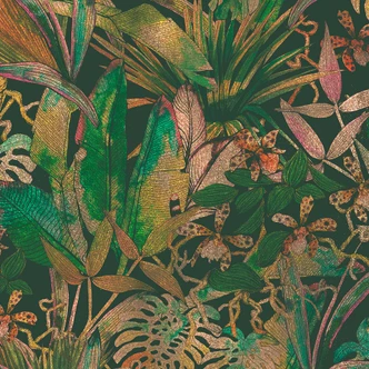 Floral Jungle behang in groen geel - vliesbehang Designwalls 2 - 2,55 x 3,5 m 