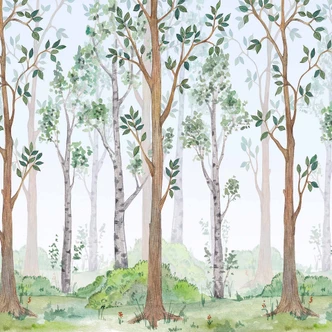 Bos bloemen behang in grijs bruin - vliesbehang Designwalls 2 - 2,55 x 3,5 m 