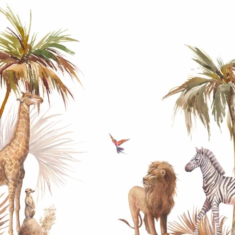 Animal wallpaper SavannahAnimal in white brown - non-woven wallpaper Designwalls 2 - 2.55 x 3.5 m 