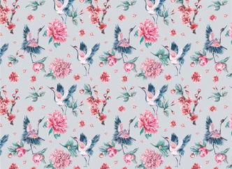 Fototapete Design PinkCrane in grau rosa - Vliestapete Designwalls 2 - 2,55 x 3,5 m 