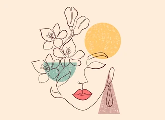 Abstract MinimalFace wallpaper in orange brown - non-woven wallpaper Designwalls 2 - 2.55 x 3.5 m 