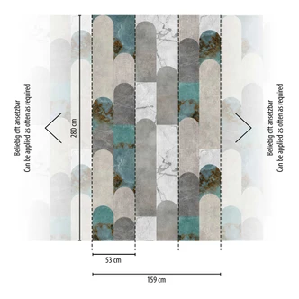 geometrisch marmer look blauw grijs - vliesbehang modern - art deco behang 