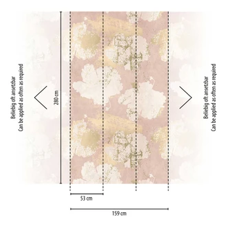 Papier peint floral pastel rose beige - papier peint intissé motif fleurs - papier peint romantique 