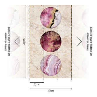 Papier peint photo avec motif marbré et circulaire - papier peint intissé rose doré - papier peint salon contemporain 
