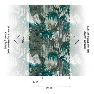 Papier peint jungle dans les tons verts - papier peint intissé à motifs tropicaux - Design exotique 