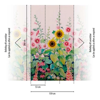 Colourful flower wallpaper with sunflowers - non-woven wallpaper for bedrooms & living rooms 