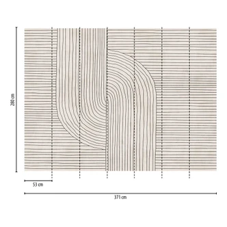 Modern Beige Black - Fototapet i non-woven med linjemönster för vardagsrum & kontor 