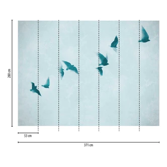 Uccelli volanti sull'azzurro - carta da parati in tessuto non tessuto con motivi naturali e uccelli Uccelli volanti sull'azzurro - carta da parati in tessuto non tessuto con motivi naturali e uccelli