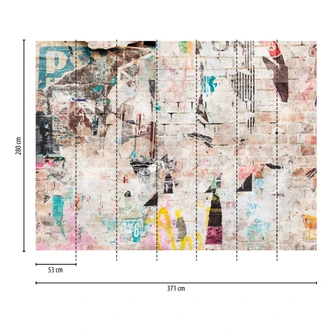 Urban collage graffiti look - vliesbehang met muur en graffiti motief - behang behang Urban collage graffiti look - vliesbehang met muur en graffiti motief - behang behang