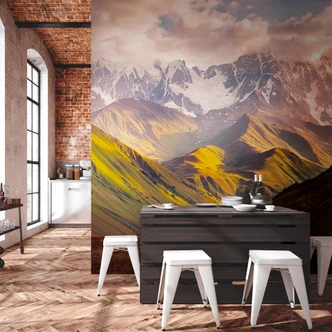 Livingwalls Tapete Bergpanorama Metropolitan Stories THE WALL Vliestapete grün, braun 