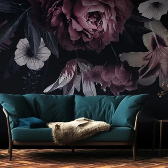 Livingwalls Blumentapete Metropolitan Stories THE WALL Vliestapete floral schwarz, rot, weiß 