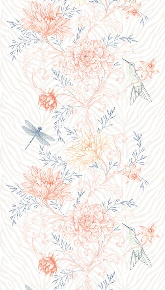 wallpaper floral colourful orange - non-woven wallpaper flowers plants Livingwalls - matt and smooth 