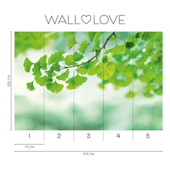Fototapet grön vit - Icke-vävd tapet 3,75 m x 2,50 m naturmotiv grenar Fototapet grön vit - Icke-vävd tapet 3,75 m x 2,50 m naturmotiv grenar