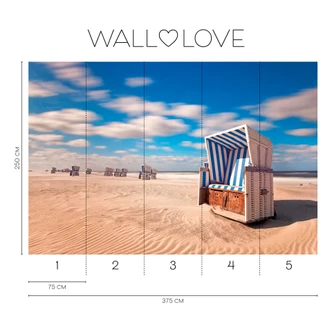 Beach chair wallpaper dunes blue beige - non-woven wallpaper 3,75 m x 2,50 m North Sea feeling 