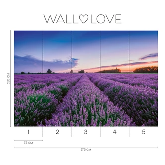 Fototapet lilla blå - Ikke-vævet tapet 3,75 m x 2,50 m blomstermark Provence 