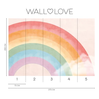 Fotomurale arcobaleno rosa pastello colorato 3,75 x 2,50 m - Carta da parati in tessuto non tessuto per bambini 