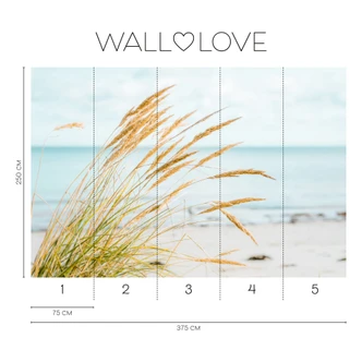 Beach wallpaper with dune grass light blue beige - 3,75 x 2,50 m - non-woven wallpaper 